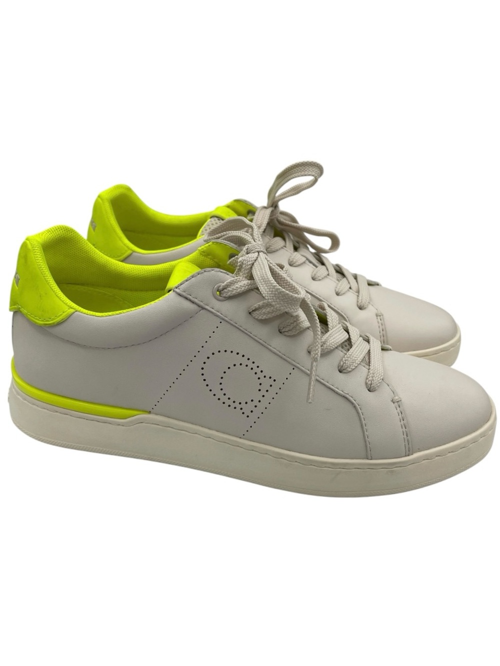 Coach lowline low top leather women’s sneakers G5040 light beige/neon green
